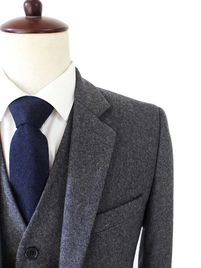 Dark Grey Twill Tweed Suit