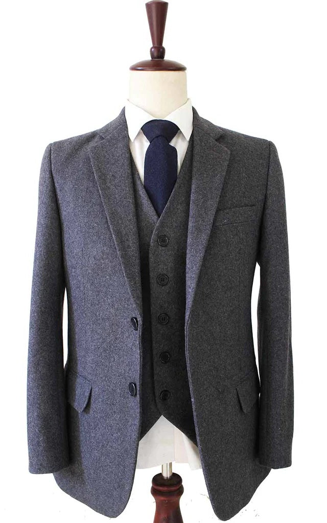 Dark Grey Twill Tweed Suit