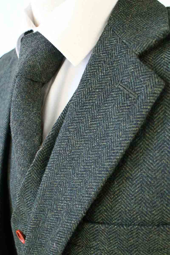 Classic Green Herringbone Tweed Suit