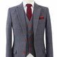 Grey Herringbone Plaid Tweed Suit
