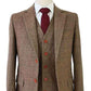 Vintage Brown Herringbone Plaid Tweed Suit