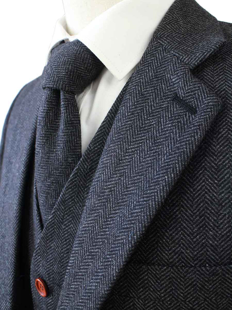 Classic Charcoal Herringbone Tweed Suit