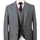 Classic Grey Herringbone Tweed Suit