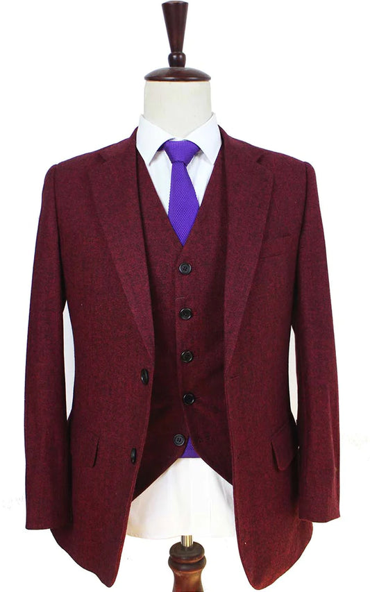 Classic Red Barleycorn Tweed Suit