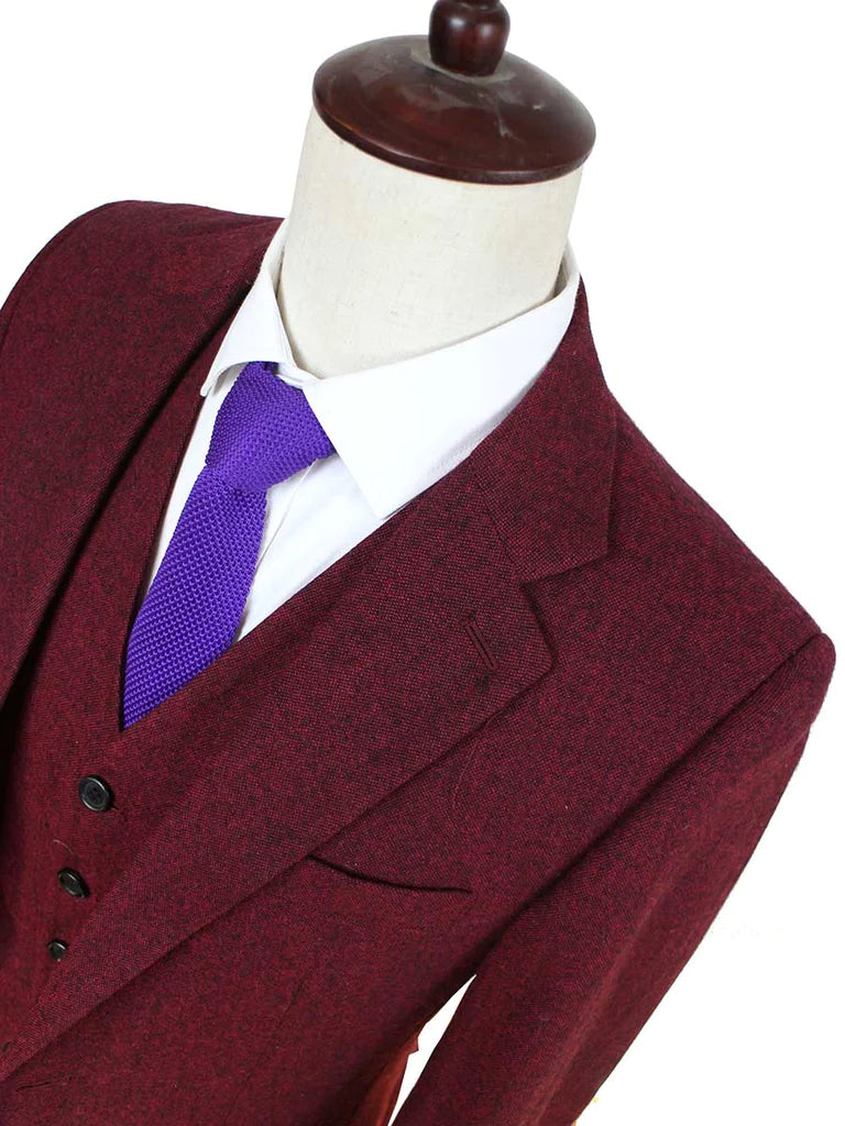 Classic Red Barleycorn Tweed Suit