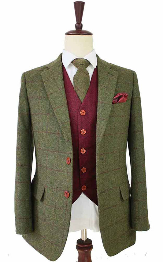 Olive Green Plaid Mix & Match Tweed Suit