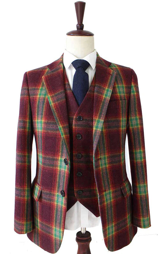 Ainsberry Red Stewart Tartan Tweed Suit